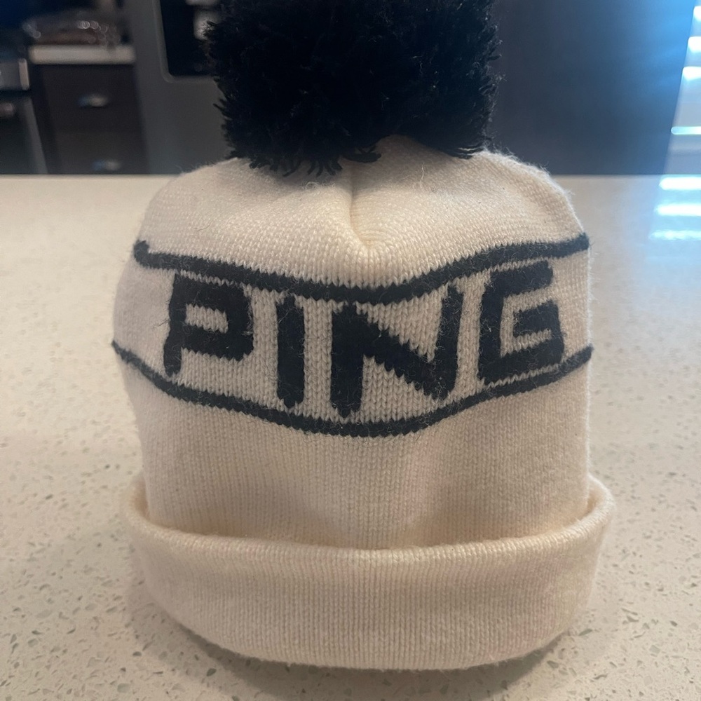 Ping White and Black Knit Hat